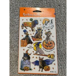Vintage American Greetings Stickety-Doo-Da Halloween Stickers Cats Dogs 2 Sheets